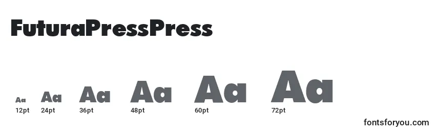 Größen der Schriftart FuturaPressPress