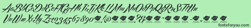 Fonte EchinosParkScriptPersonalUseOnly – fontes pretas em um fundo verde
