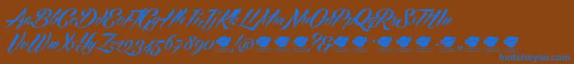 EchinosParkScriptPersonalUseOnly Font – Blue Fonts on Brown Background