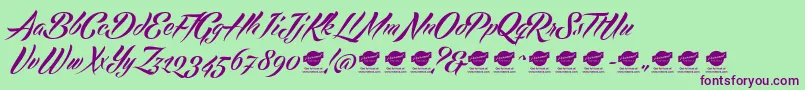More about EchinosParkScriptPersonalUseOnly Font EchinosParkScriptPersonalUseOnly Font – Purple Fonts on Green Background
