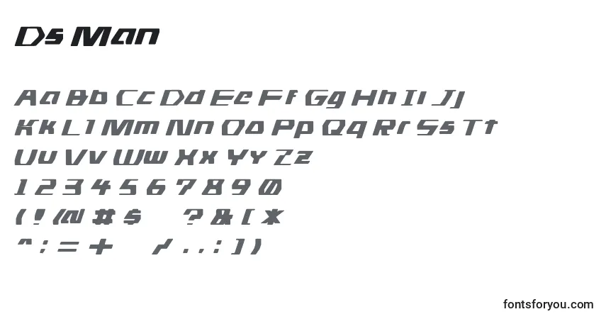 Fuente Ds Man - alfabeto, números, caracteres especiales