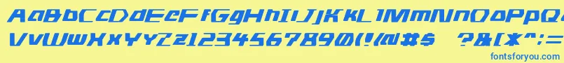 フォントDs Man – 青い文字が黄色の背景にあります。