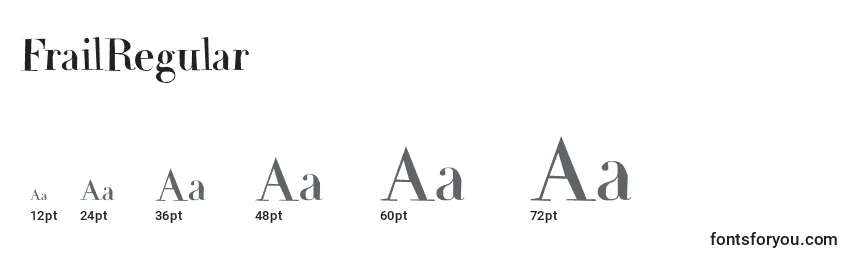 Размеры шрифта FrailRegular