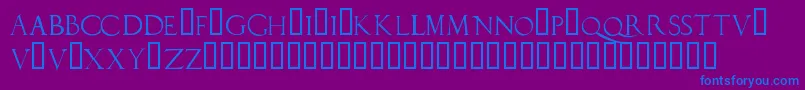 Duererlatincapitals-Schriftart – Blaue Schriften auf violettem Hintergrund