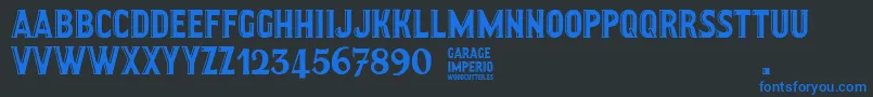 GarageImperio Font – Blue Fonts on Black Background