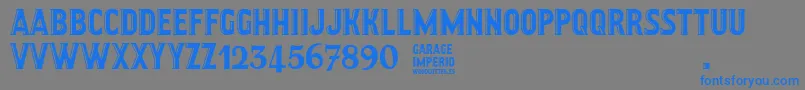 GarageImperio Font – Blue Fonts on Gray Background