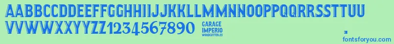 Czcionka GarageImperio – niebieskie czcionki na zielonym tle