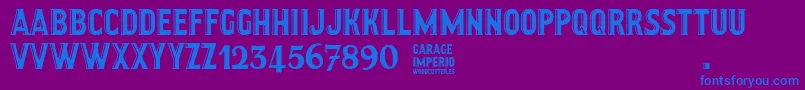 フォントGarageImperio – 紫色の背景に青い文字