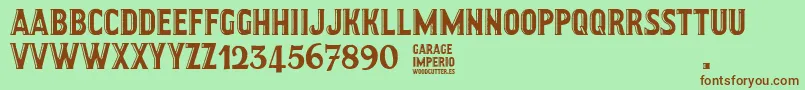 Czcionka GarageImperio – brązowe czcionki na zielonym tle