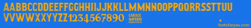 GarageImperio Font – Orange Fonts on Blue Background