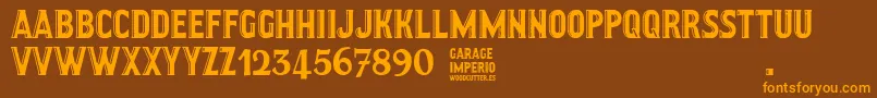 GarageImperio Font – Orange Fonts on Brown Background