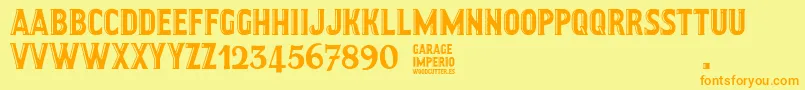 GarageImperio Font – Orange Fonts on Yellow Background