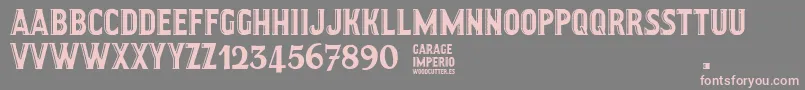 GarageImperio-fontti – vaaleanpunaiset fontit harmaalla taustalla