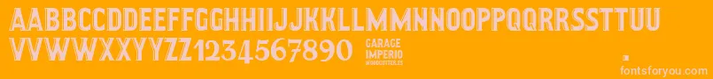 GarageImperio-fontti – vaaleanpunaiset fontit oranssilla taustalla