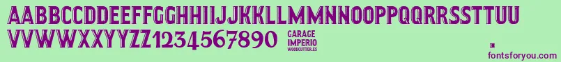GarageImperio Font – Purple Fonts on Green Background