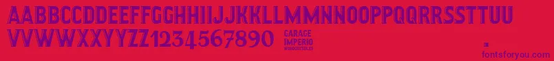 GarageImperio-fontti – violetit fontit punaisella taustalla