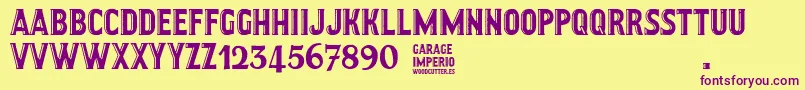 Czcionka GarageImperio – fioletowe czcionki na żółtym tle