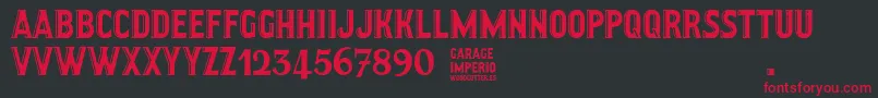 GarageImperio Font – Red Fonts on Black Background