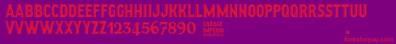 フォントGarageImperio – 紫の背景に赤い文字