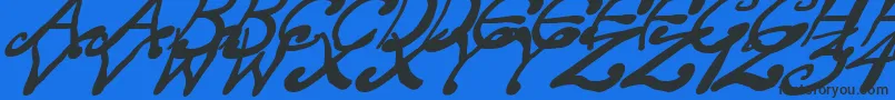 Шрифт CreepyScrawlyItalic – чёрные шрифты на синем фоне