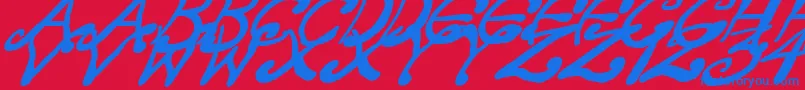 CreepyScrawlyItalic Font – Blue Fonts on Red Background