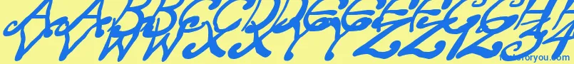 fuente CreepyScrawlyItalic – Fuentes Azules Sobre Fondo Amarillo