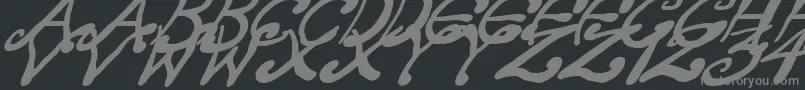 CreepyScrawlyItalic-fontti – harmaat kirjasimet mustalla taustalla