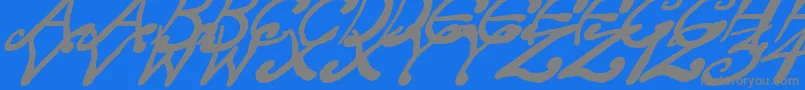 CreepyScrawlyItalic Font – Gray Fonts on Blue Background