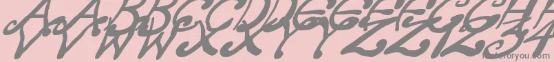 Fonte CreepyScrawlyItalic – fontes cinzas em um fundo rosa