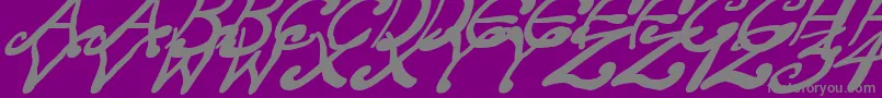 CreepyScrawlyItalic-fontti – harmaat kirjasimet violetilla taustalla
