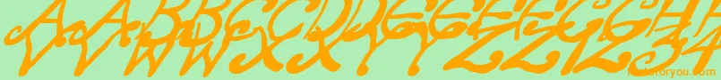 CreepyScrawlyItalic Font – Orange Fonts on Green Background
