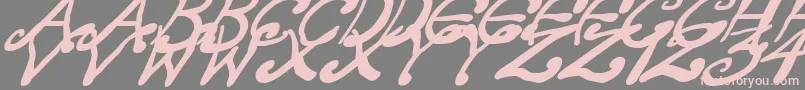 フォントCreepyScrawlyItalic – 灰色の背景にピンクのフォント