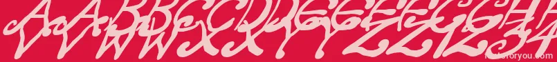 Czcionka CreepyScrawlyItalic – różowe czcionki na czerwonym tle