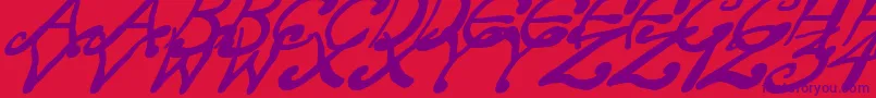 CreepyScrawlyItalic Font – Purple Fonts on Red Background
