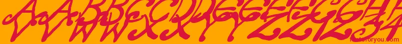 fuente CreepyScrawlyItalic – Fuentes Rojas Sobre Fondo Naranja