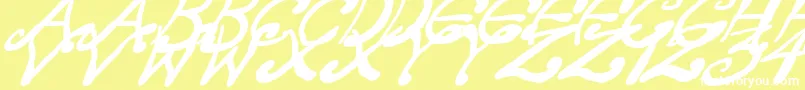 CreepyScrawlyItalic Font – White Fonts on Yellow Background