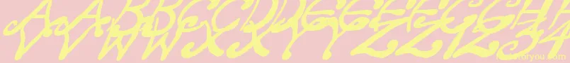 Czcionka CreepyScrawlyItalic – żółte czcionki na różowym tle