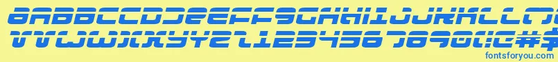 ExedoreLaserExpItalic Font – Blue Fonts on Yellow Background