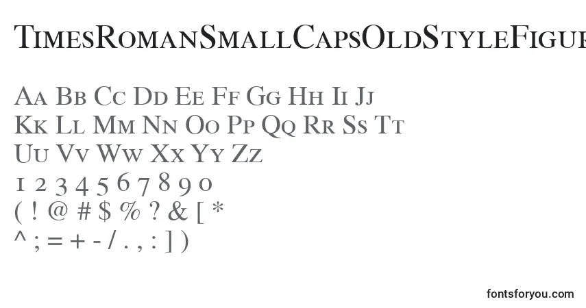 A fonte TimesRomanSmallCapsOldStyleFigures – alfabeto, números, caracteres especiais