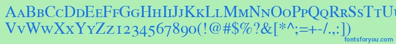 TimesRomanSmallCapsOldStyleFigures Font – Blue Fonts on Green Background