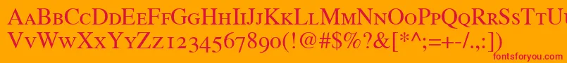 TimesRomanSmallCapsOldStyleFigures Font – Red Fonts on Orange Background