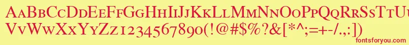 TimesRomanSmallCapsOldStyleFigures Font – Red Fonts on Yellow Background