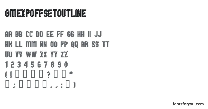 GmExpOffsetOutlineフォント–アルファベット、数字、特殊文字