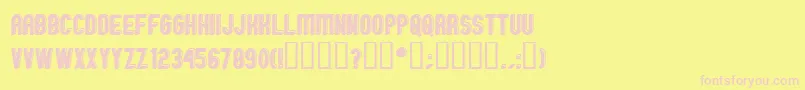 GmExpOffsetOutline-fontti – vaaleanpunaiset fontit keltaisella taustalla