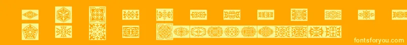 Prtornament4 Font – Yellow Fonts on Orange Background