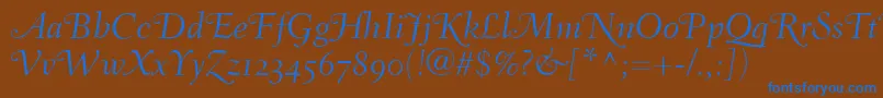 FairfieldLh46SwashLightItalicOldStyleFigures Font – Blue Fonts on Brown Background