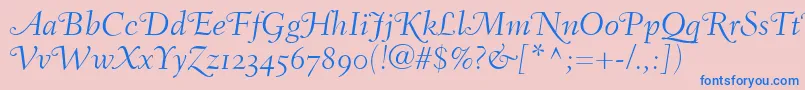 FairfieldLh46SwashLightItalicOldStyleFigures Font – Blue Fonts on Pink Background