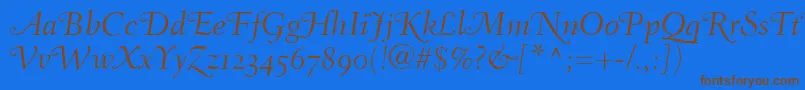 FairfieldLh46SwashLightItalicOldStyleFigures Font – Brown Fonts on Blue Background