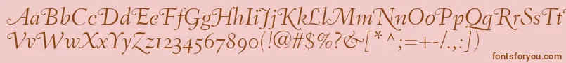 FairfieldLh46SwashLightItalicOldStyleFigures Font – Brown Fonts on Pink Background