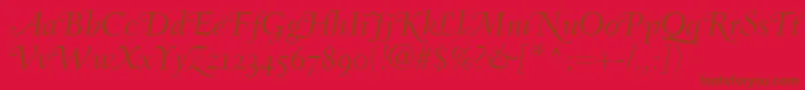 Police FairfieldLh46SwashLightItalicOldStyleFigures – polices brunes sur fond rouge